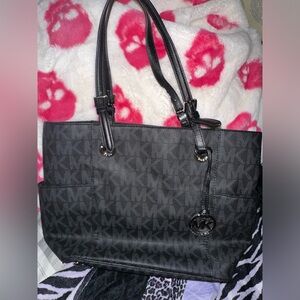 Michael Kors Jet Set Large Black Logo Tote Bag